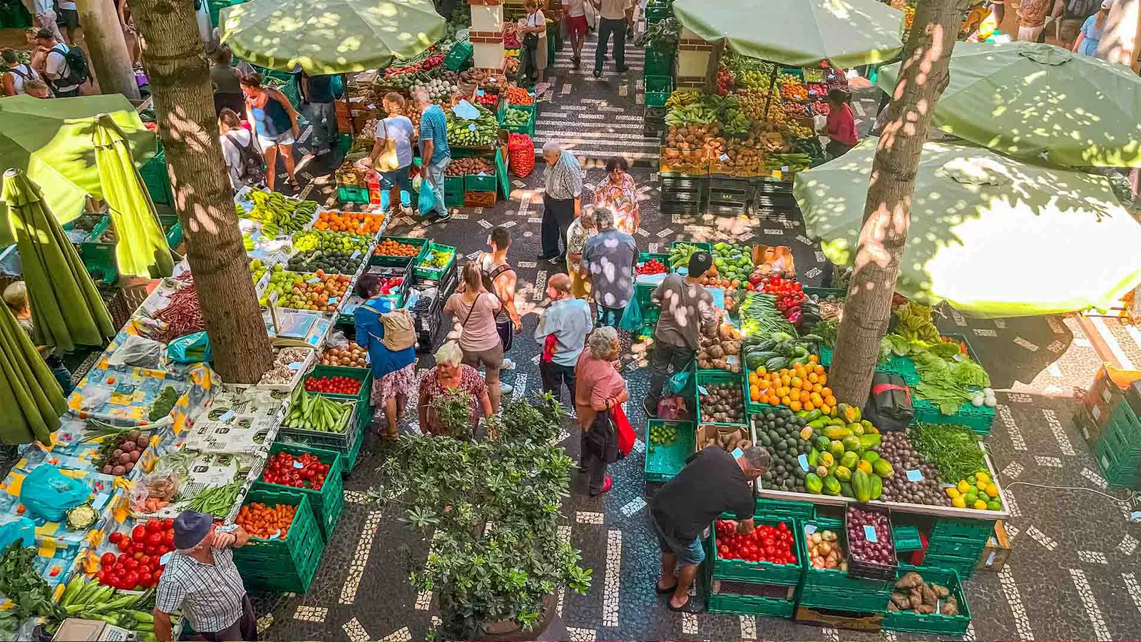Mercado dos Lavradores Funchal farmers market colorful flowers exotic fruits fresh produce local vendors Madeira Portugal